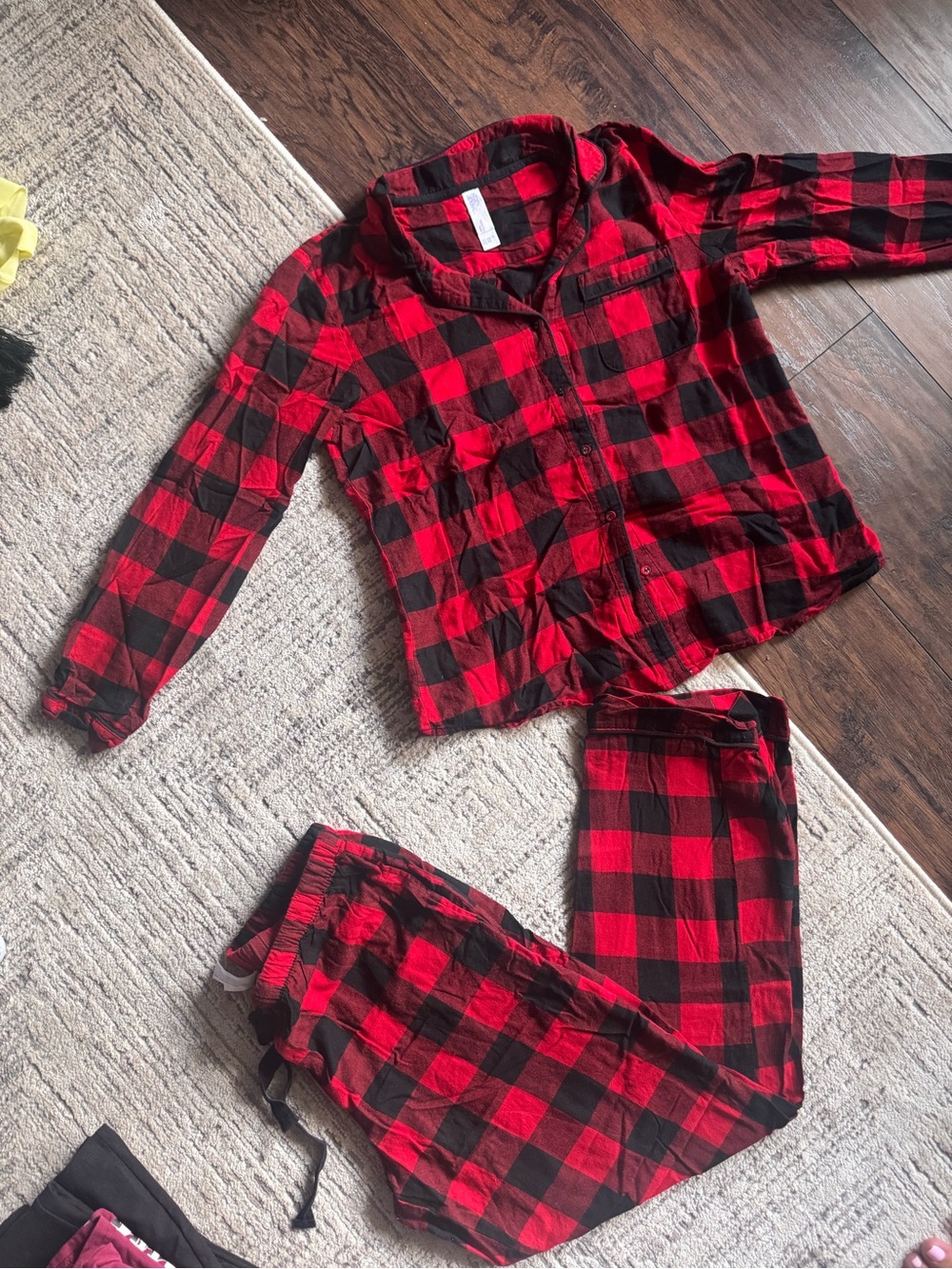 stars above Red and Black Plaid Women's Pajama Set